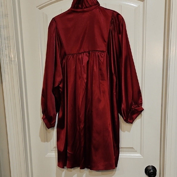Adrienne Red Satin Ruffled Collar Blouse - Picture 6 of 7